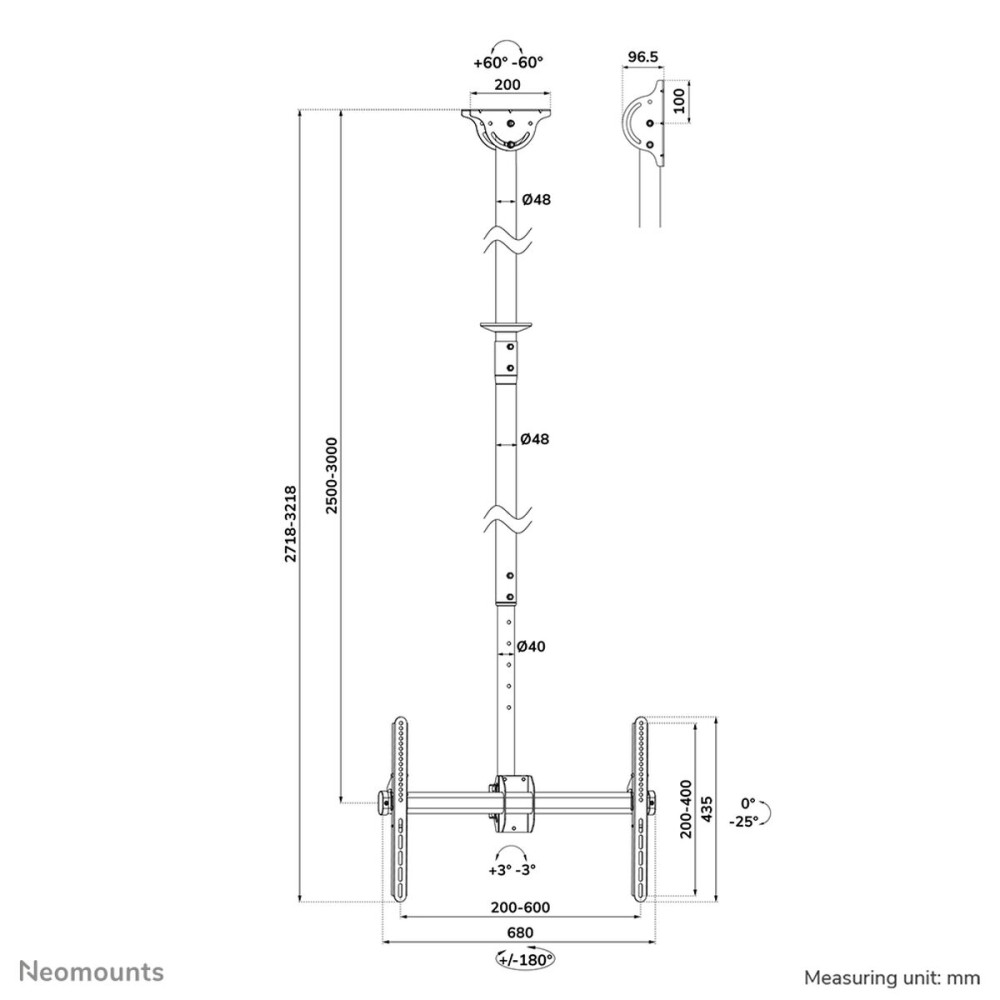 Support de table d'écran Neomounts CL35-440BL16XL 70" 37" 50 kg