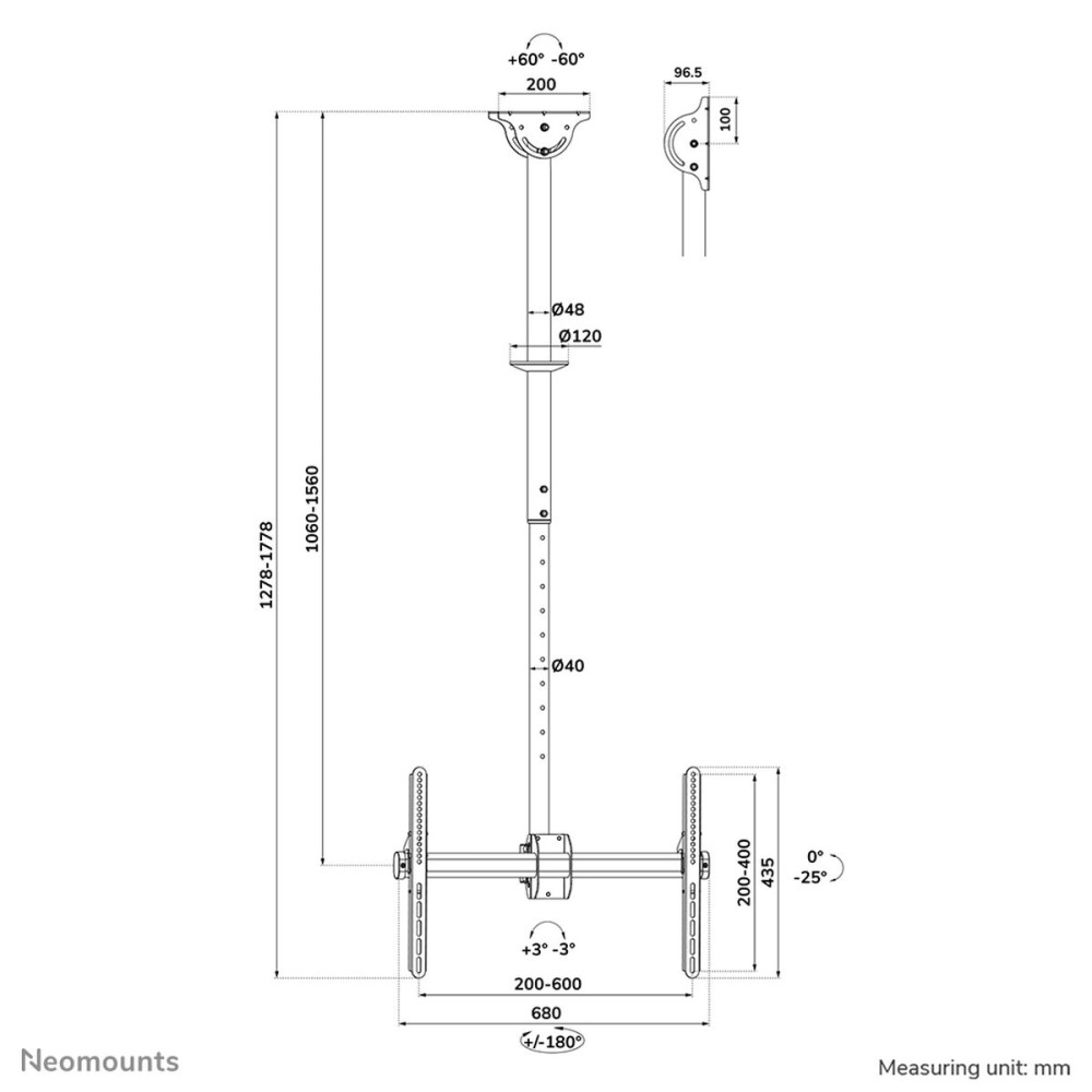 Support de table d'écran Neomounts CL35-440BL16L 70" 37" 50 kg