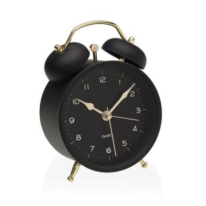 Pendule Réveil Versa Noir Métal 5,4 x 13,5 x 9,7 cm