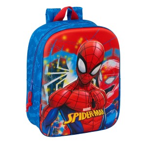 Schulrucksack Spider-Man Rot Marineblau 22 x 27 x 10 cm 3D