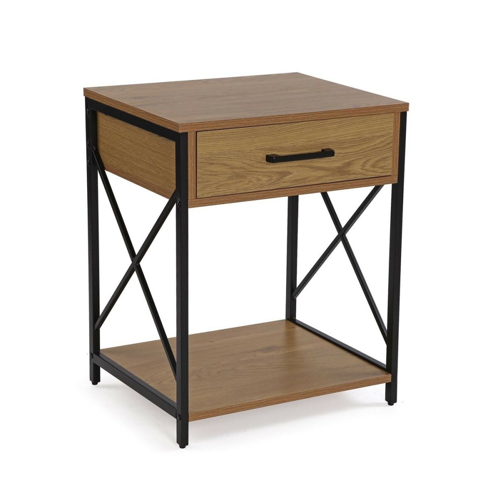 Table de Nuit Versa Noir PVC Bois Métal 40 x 60 x 48 cm