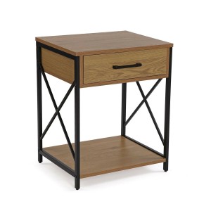 Nachttisch Versa Schwarz PVC Holz Metall 40 x 60 x 48 cm