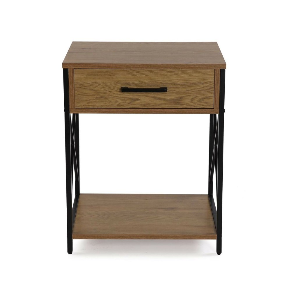 Table de Nuit Versa Noir PVC Bois Métal 40 x 60 x 48 cm