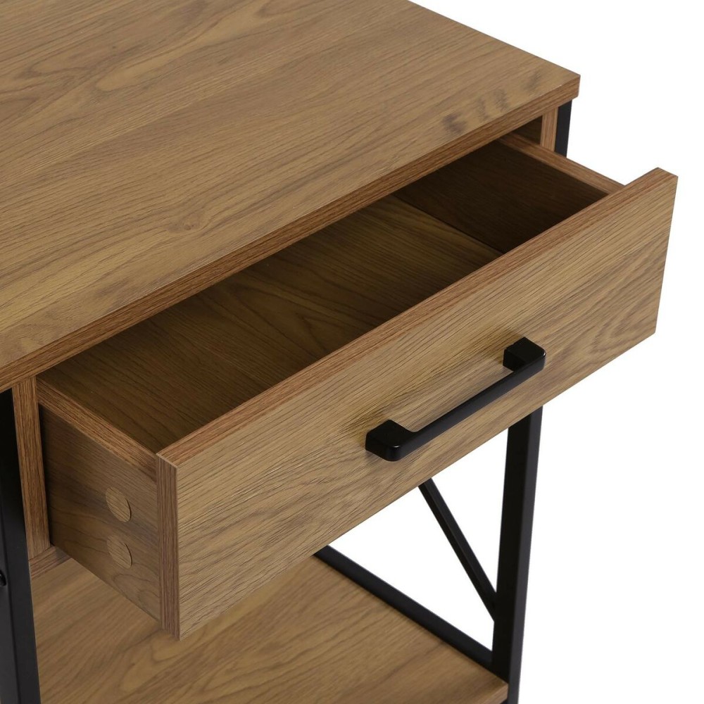 Table de Nuit Versa Noir PVC Bois Métal 40 x 60 x 48 cm