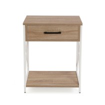 Table de Nuit Versa Blanc PVC Bois Métal 40 x 60 x 48 cm