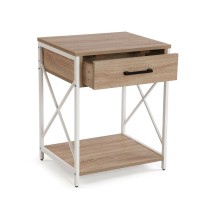 Table de Nuit Versa Blanc PVC Bois Métal 40 x 60 x 48 cm