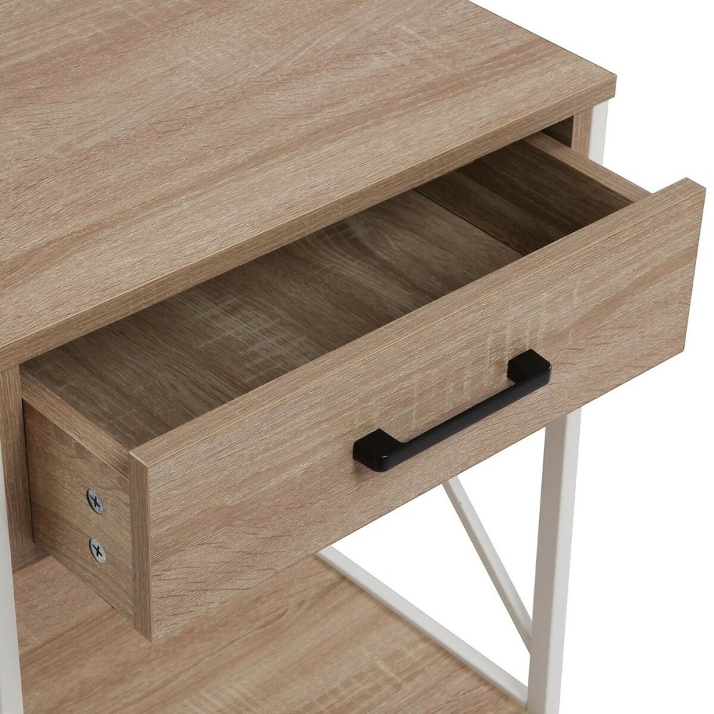Table de Nuit Versa Blanc PVC Bois Métal 40 x 60 x 48 cm
