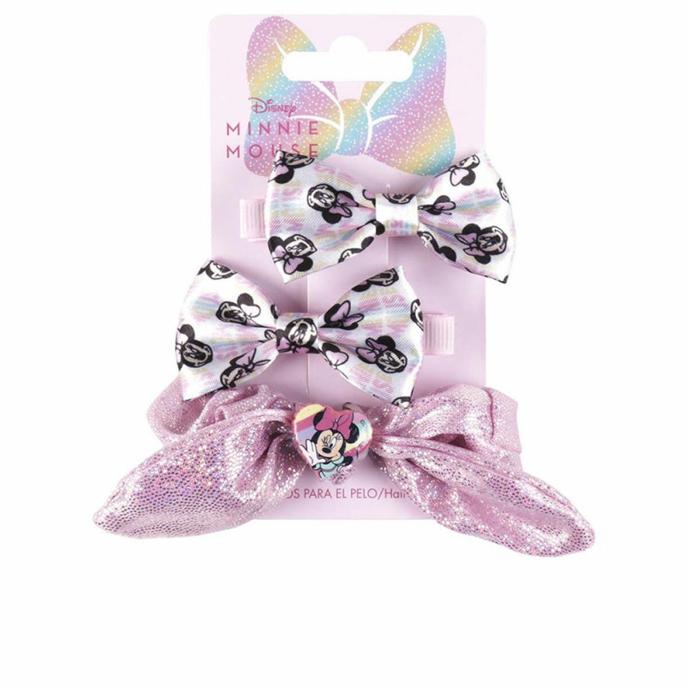 Pinces à cheveux Disney Rose Minnie Mouse Lien Lot (3 Pièces)