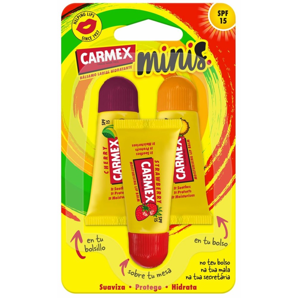 Feuchtigkeitsspendender Lippenbalsam Carmex Triplo Erdbeere Ananas 3 Stücke Cerise Spf 15