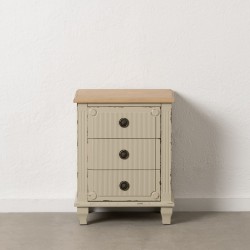 Nightstand Cream Natural Fir wood MDF Wood 48 x 36 x 61 cm