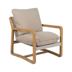 Armchair Beige Natural Rubber wood Sponge Ash wood Foam 65 x 69 x 83 cm