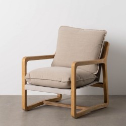 Fauteuil Beige Naturel Bois d'hévéa Éponge Bois de frêne Foam 65 x 69 x 83 cm