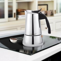 Italian Coffee Pot Feel Maestro MR-1660-6 Black Silver Stainless steel 18/10 300 ml 6 Cups