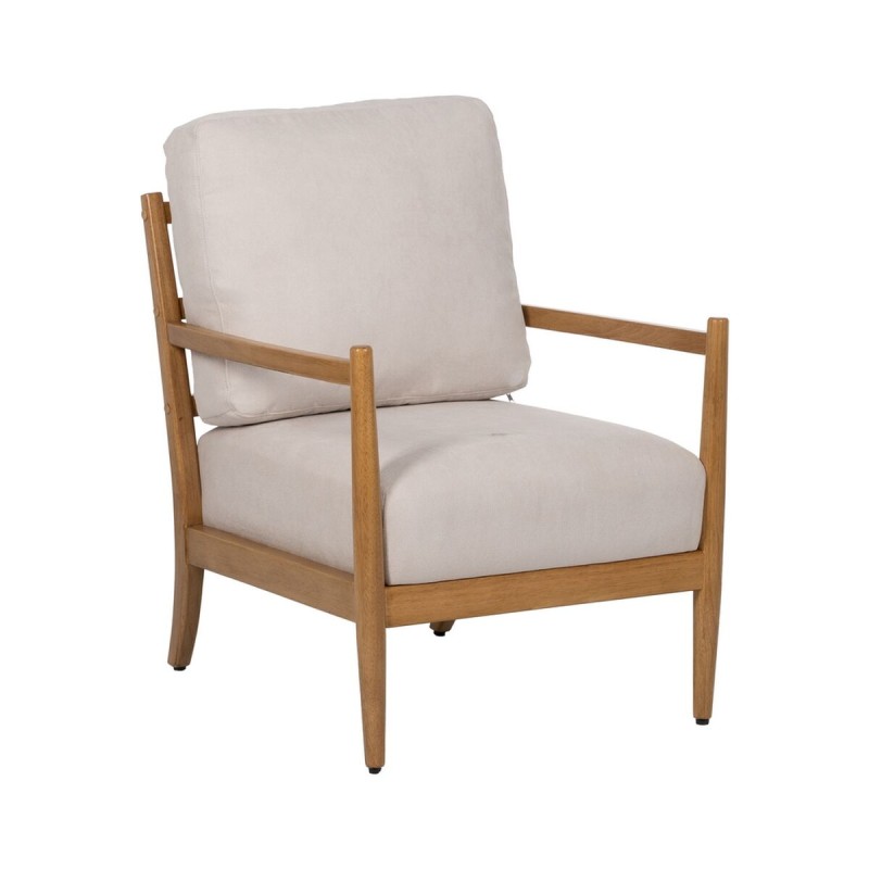 Fauteuil Beige Naturel Bois d'hévéa Bois MDF Foam 100 % polyester 65 x 71 x 88 cm