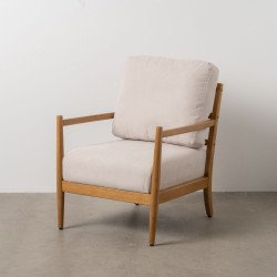 Fauteuil Beige Naturel Bois d'hévéa Bois MDF Foam 100 % polyester 65 x 71 x 88 cm