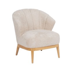 Armchair Cream Natural Rubber wood Foam Fabric 71 x 75 x 76 cm