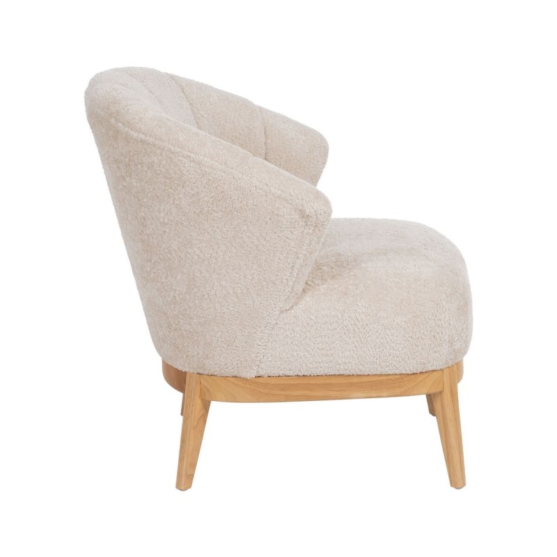 Armchair Cream Natural Rubber wood Foam Fabric 71 x 75 x 76 cm