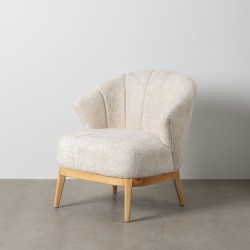 Fauteuil Crème Naturel Bois d'hévéa Foam Tissu 71 x 75 x 76 cm