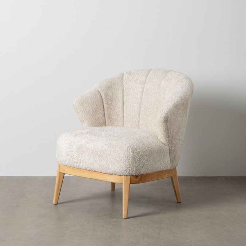 Armchair Cream Natural Rubber wood Foam Fabric 71 x 75 x 76 cm