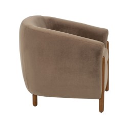 Fauteuil Naturel Taupe Bois d'hévéa Foam Tissu 87 x 80 x 81 cm