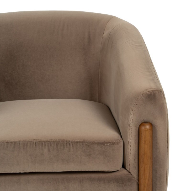 Fauteuil Naturel Taupe Bois d'hévéa Foam Tissu 87 x 80 x 81 cm