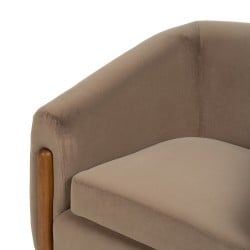 Fauteuil Naturel Taupe Bois d'hévéa Foam Tissu 87 x 80 x 81 cm