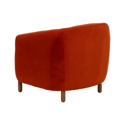 Fauteuil Rouge Naturel Bois d'hévéa Foam Tissu 82 x 77 x 74 cm