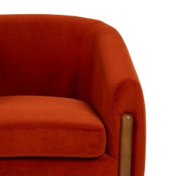 Fauteuil Rouge Naturel Bois d'hévéa Foam Tissu 82 x 77 x 74 cm