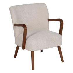 Armchair Beige Natural Polyester Rubber wood Sponge 56 x 56 x 78 cm