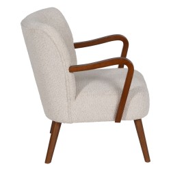 Armchair Beige Natural Polyester Rubber wood Sponge 56 x 56 x 78 cm