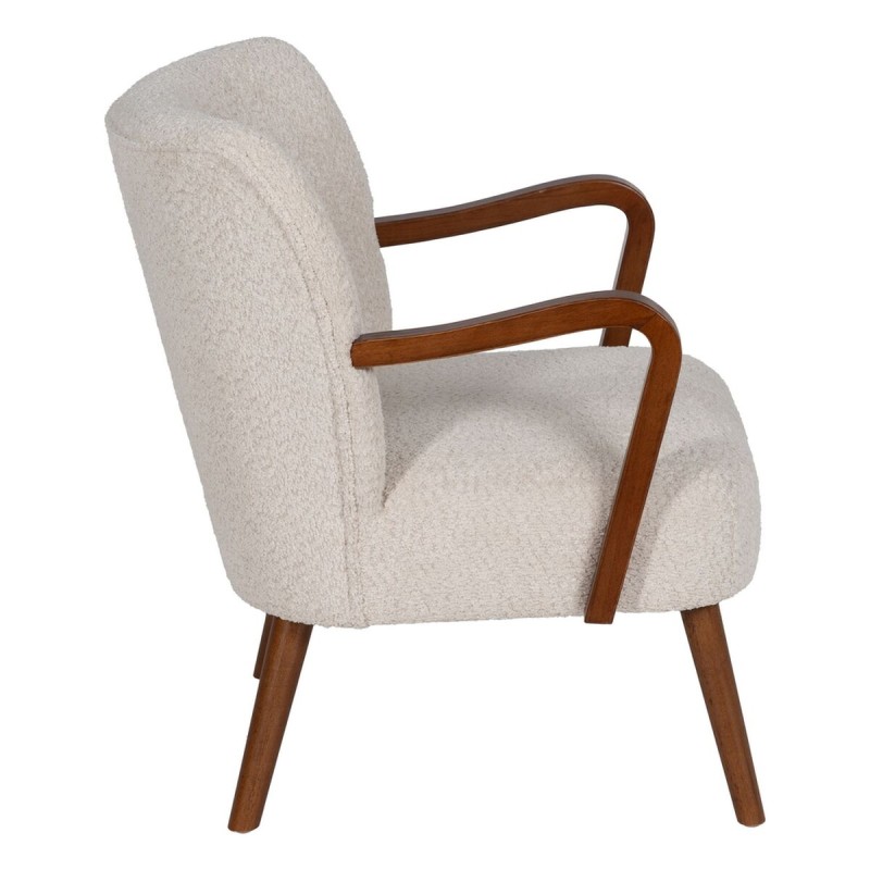 Fauteuil Beige Naturel Polyester Bois d'hévéa Éponge 56 x 56 x 78 cm