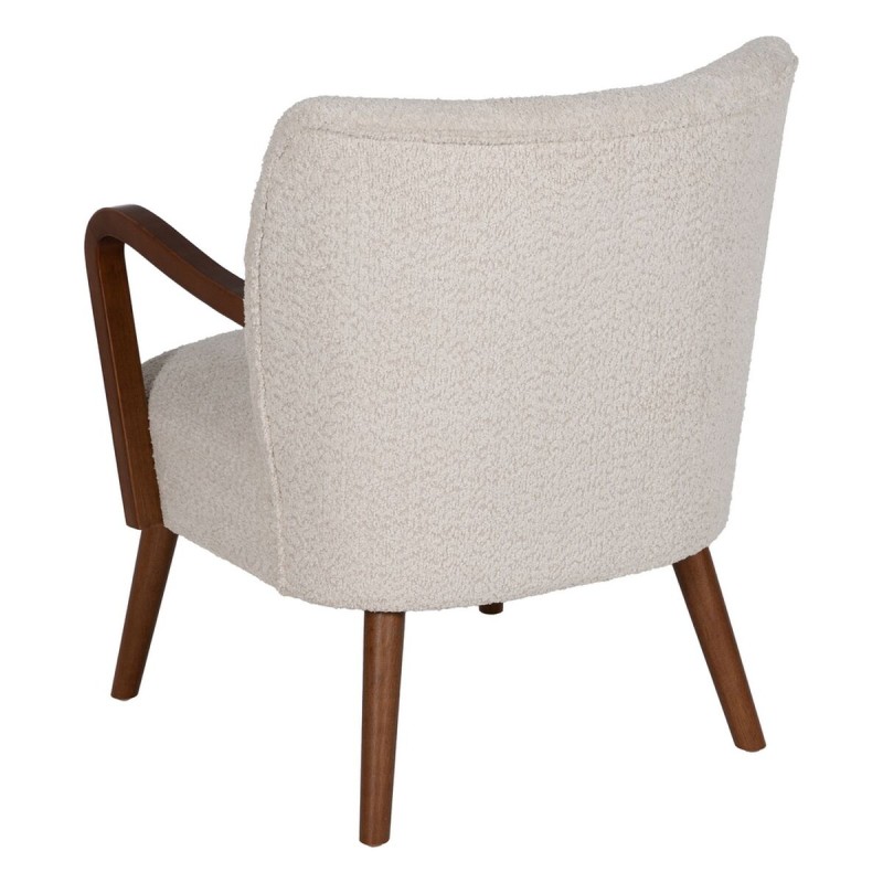 Armchair Beige Natural Polyester Rubber wood Sponge 56 x 56 x 78 cm