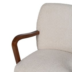 Fauteuil Beige Naturel Polyester Bois d'hévéa Éponge 56 x 56 x 78 cm