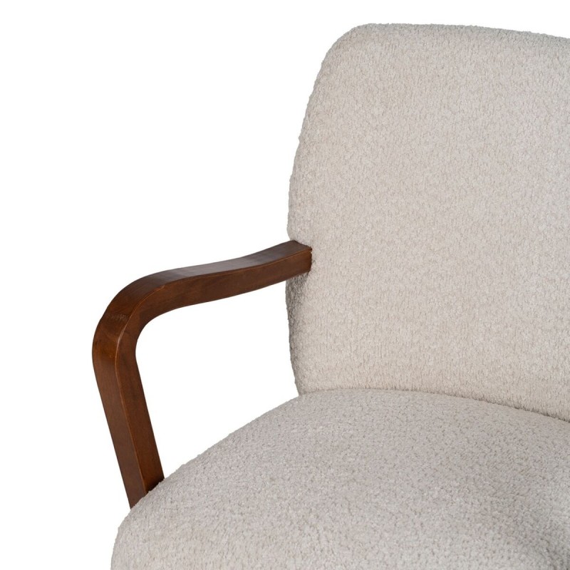 Armchair Beige Natural Polyester Rubber wood Sponge 56 x 56 x 78 cm