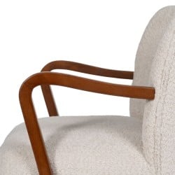 Fauteuil Beige Naturel Polyester Bois d'hévéa Éponge 56 x 56 x 78 cm