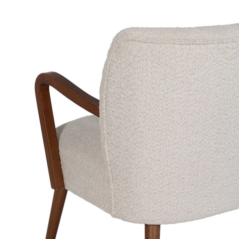 Armchair Beige Natural Polyester Rubber wood Sponge 56 x 56 x 78 cm