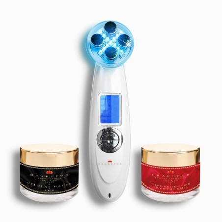 Facial Massager with Radiofrequency, Phototherapy and Electrostimulation Drakefor 9901 White 3 Pieces