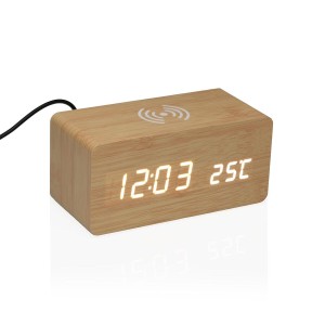 Wecker Versa Holz MDF Minimalistisch 7 x 7 x 15 cm