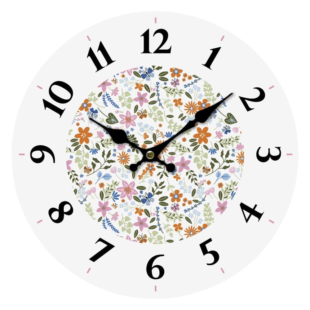 Horloge Murale Versa Bois Fleurs 4 x 30 x 30 cm
