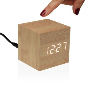 Wecker Versa Holz MDF Minimalistisch 6,4 x 6,3 x 6,4 cm