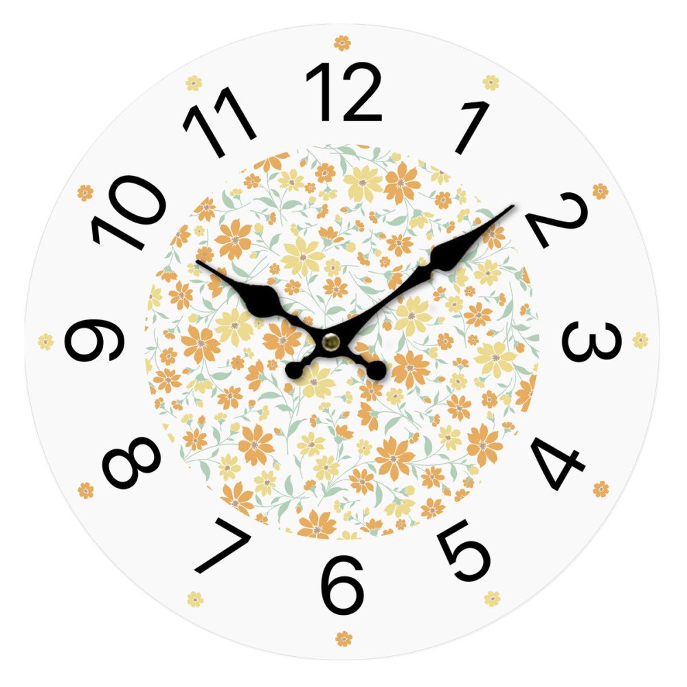 Horloge Murale Versa Bois Fleurs 4 x 30 x 30 cm