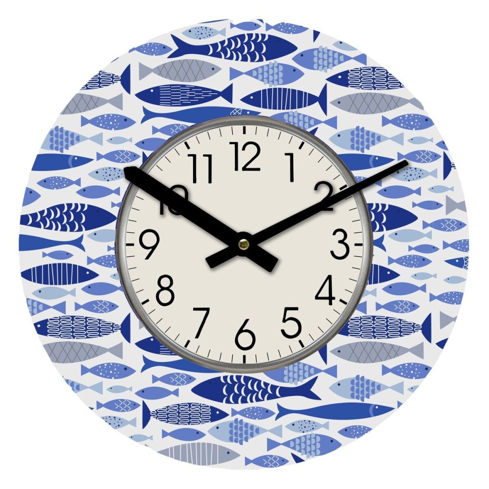 Horloge Murale Versa Bois Poissons 4 x 30 x 30 cm