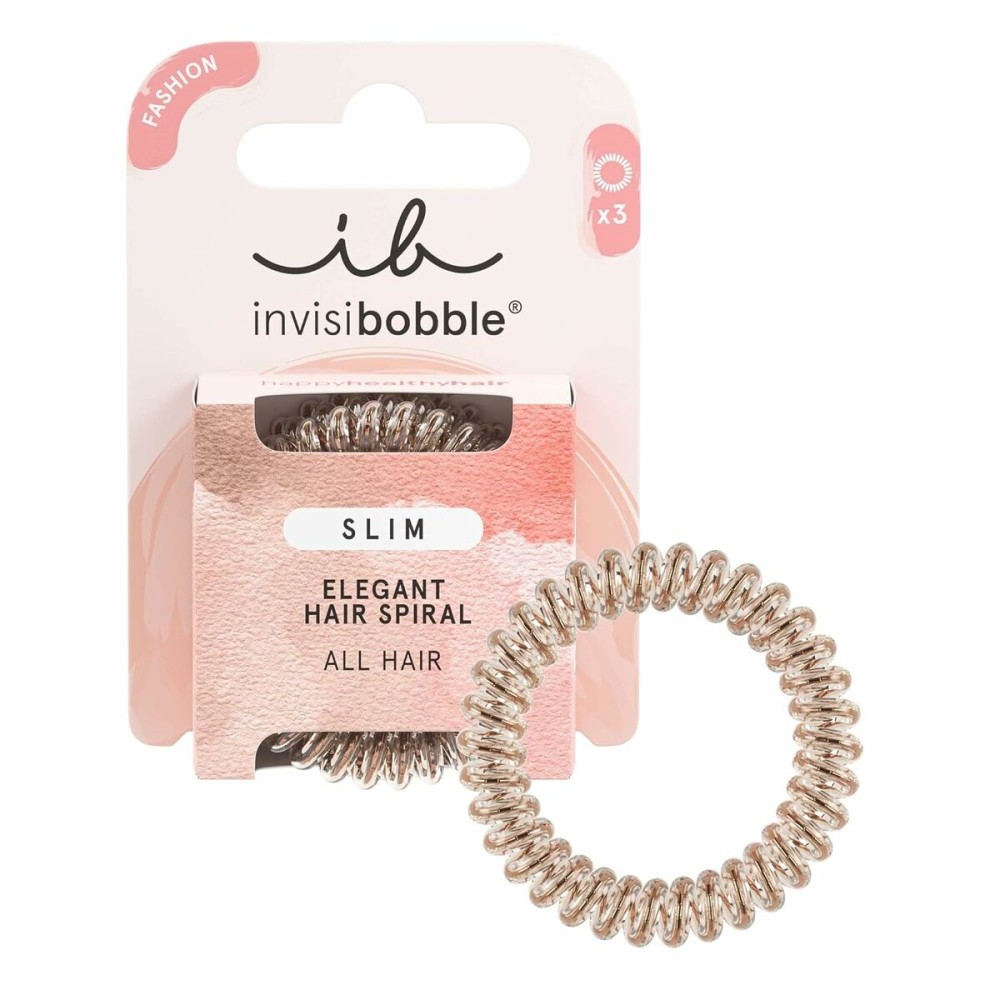 Rubber Hair Bands Invisibobble Bronze (3 Units)