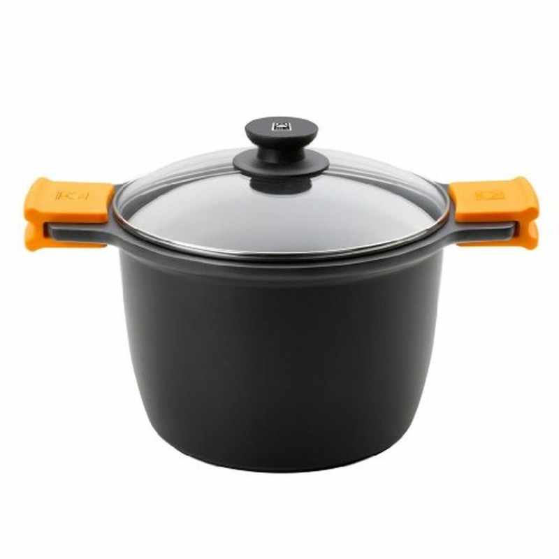 Pot with Glass Lid BRA A273907 Black Metal Aluminium Toughened aluminium Cast aluminium (1 Unit)