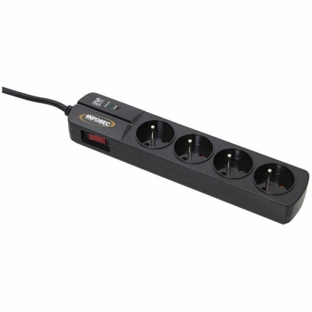 Steckdosenleiste mit 4 Steckdosen mit Schalter INFOSEC S4 Black Line II Schwarz