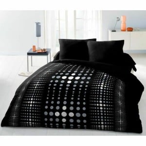Parure de couette HOME LINGE PASSION Steevy Noir Gris Lit double 220 x 240 cm