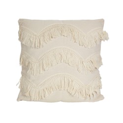 Cushion Romimex White With tassles 45 x 10 x 45 cm