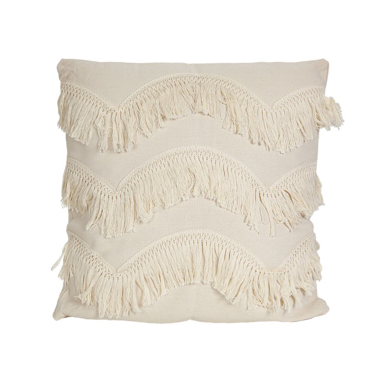 Coussin Romimex Blanc Avec franges 45 x 10 x 45 cm