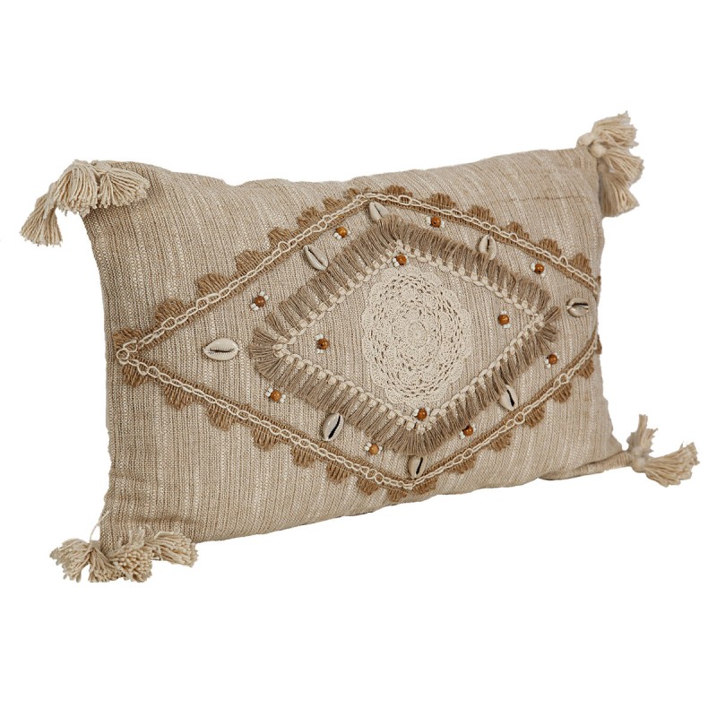 Coussin Romimex Beige 30 x 8 x 50 cm Broderie