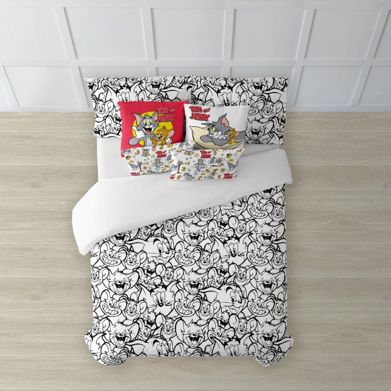 Housse de Couette Tom & Jerry Tom & Jerry Black & White Multicouleur 175 Fils 200 x 200 cm